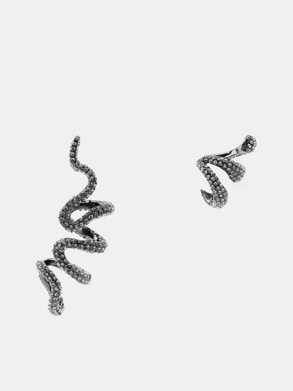 Zara Rhinestone Set of Snake Ear Cuff - Black Sparkle - Picture 2 of 7